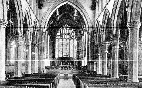 Interior of the Church of St. John the Evangelist, Scunthorpe in 1904.