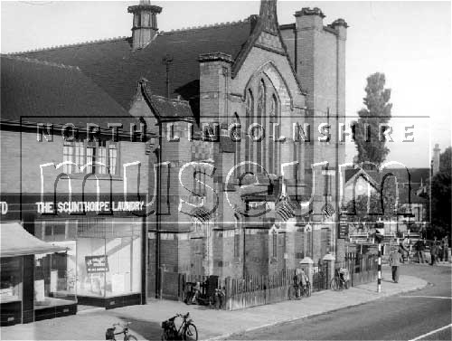 Scunthorpe Congregational Church at the corner of Oswald Road and Doncaster Road. 	