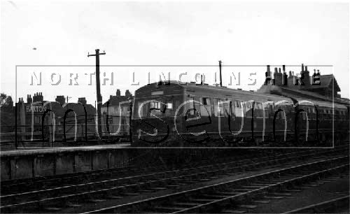 One of the first diesel passenger trains to work out of Barton Station, July 1956. 	