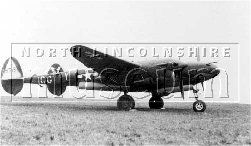 American Lockhead P38 Lightning at Goxhill Airfield in 1944.	