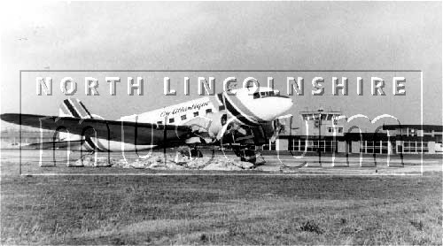 A DC3 of Air Atlantique' at Kirmington Airport, early 1970's 	