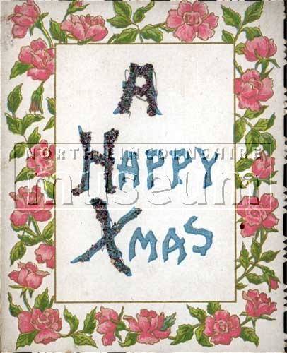 Victorian Christmas card, 'A Happy Xmas'. 	