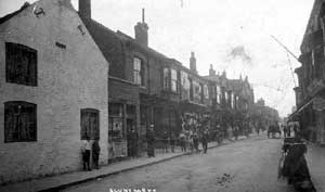Scunthorpe High Street, view looking west near Home Street c.1908. 	