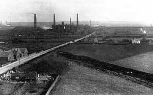Panoramic view from St John's Parish Church tower, showing Frodingham Iron Works, Scunthorpe. 	