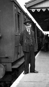 Mr Bilton on the platform of Barton Station, 1 July 1956.	
