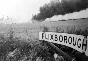 Distant view of the Nypro Works explosion, Flixborough, 1 June 1974 	