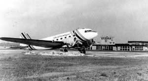 A DC3 of Air Atlantique' at Kirmington Airport, early 1970's 	