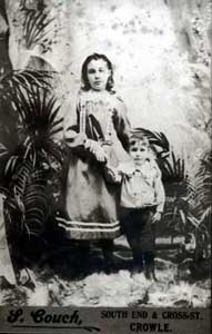 Unidentified studio portrait of a girl and a little boy, Crowle 	