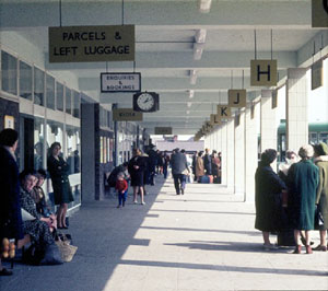 The concourse of Scunthorpe Bus Station soon after opening c.1968 	