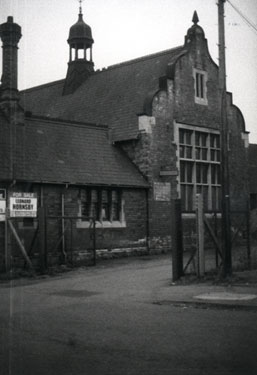 Gable end on the north side of Scunthorpe's first courthouse, High Street East, Scunthorpe, when it was up for sale in 1981 	