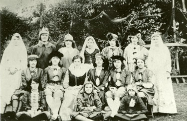 Twelfth Night being perfromed in the vicarage gardens in Barnetby, c. 1924.