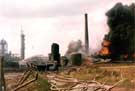 Nypro Chemical Works, soon after the explosion, fire still in progress on 6 June 1974 	